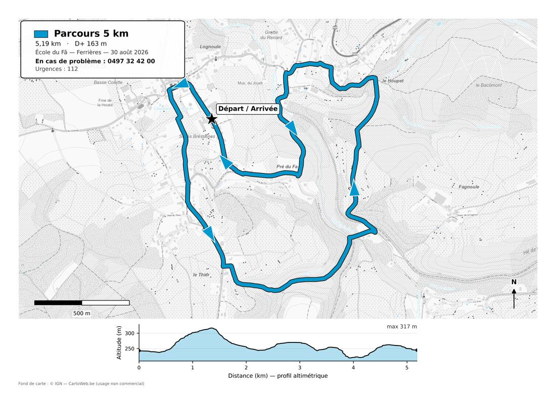 Carte du parcours 5 km