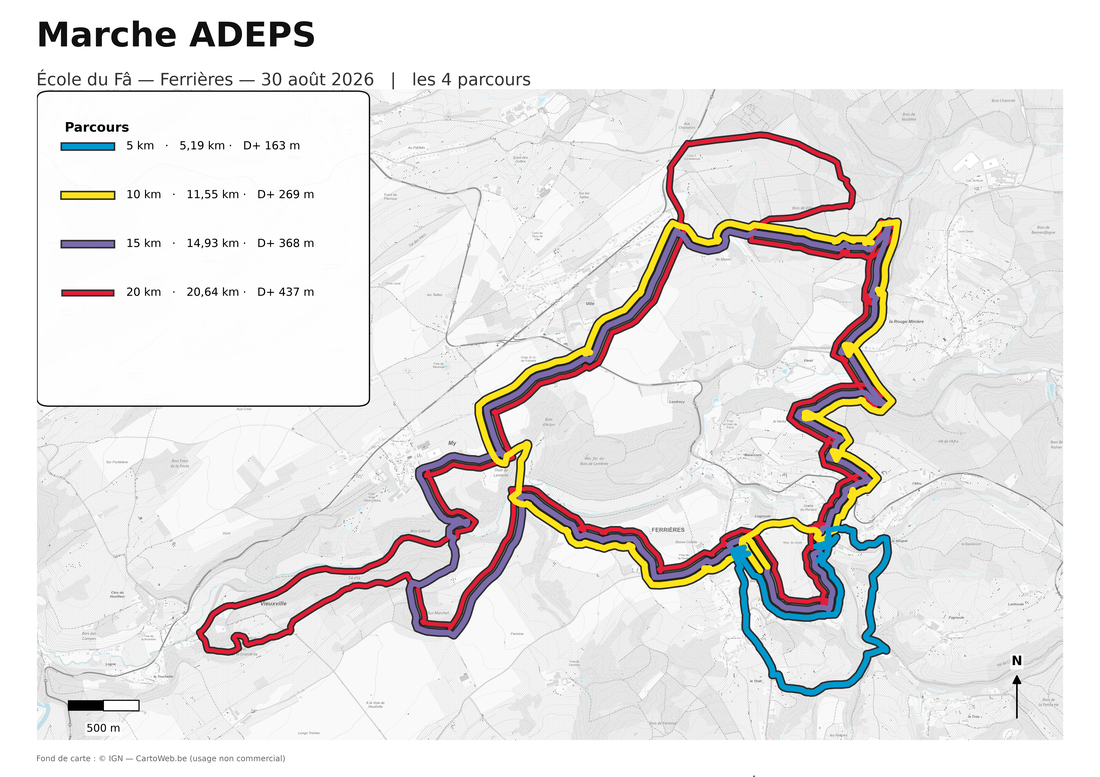 Carte globale des 4 parcours